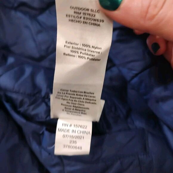 Eddie Bauer Puffer Coat Large (Size 14/16) Girls Reversible Blue Teal Logo *read - Picture 9 of 9